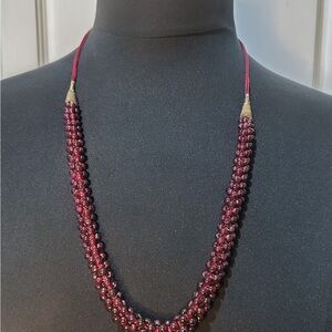 Indian Garnet Beaded Necklace Adjustable With Tassel Necklace